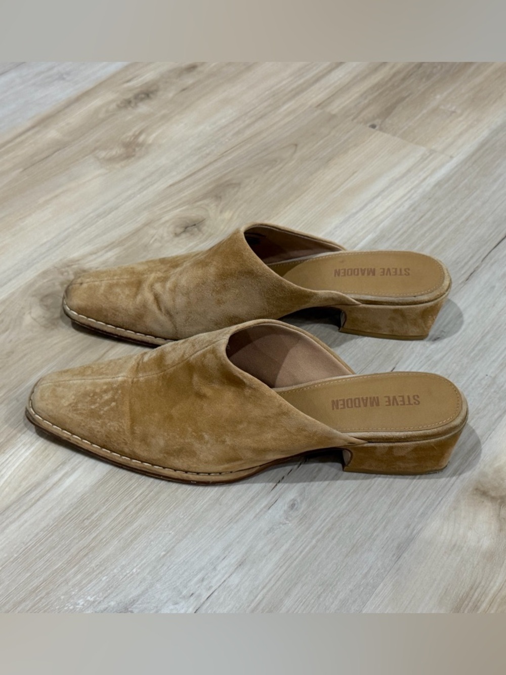 Steve Madden Tan Suede Mule Loafers